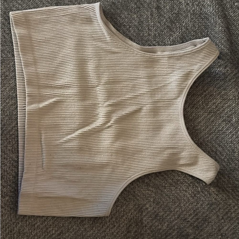 Women's Cream Ribbed Tank Top